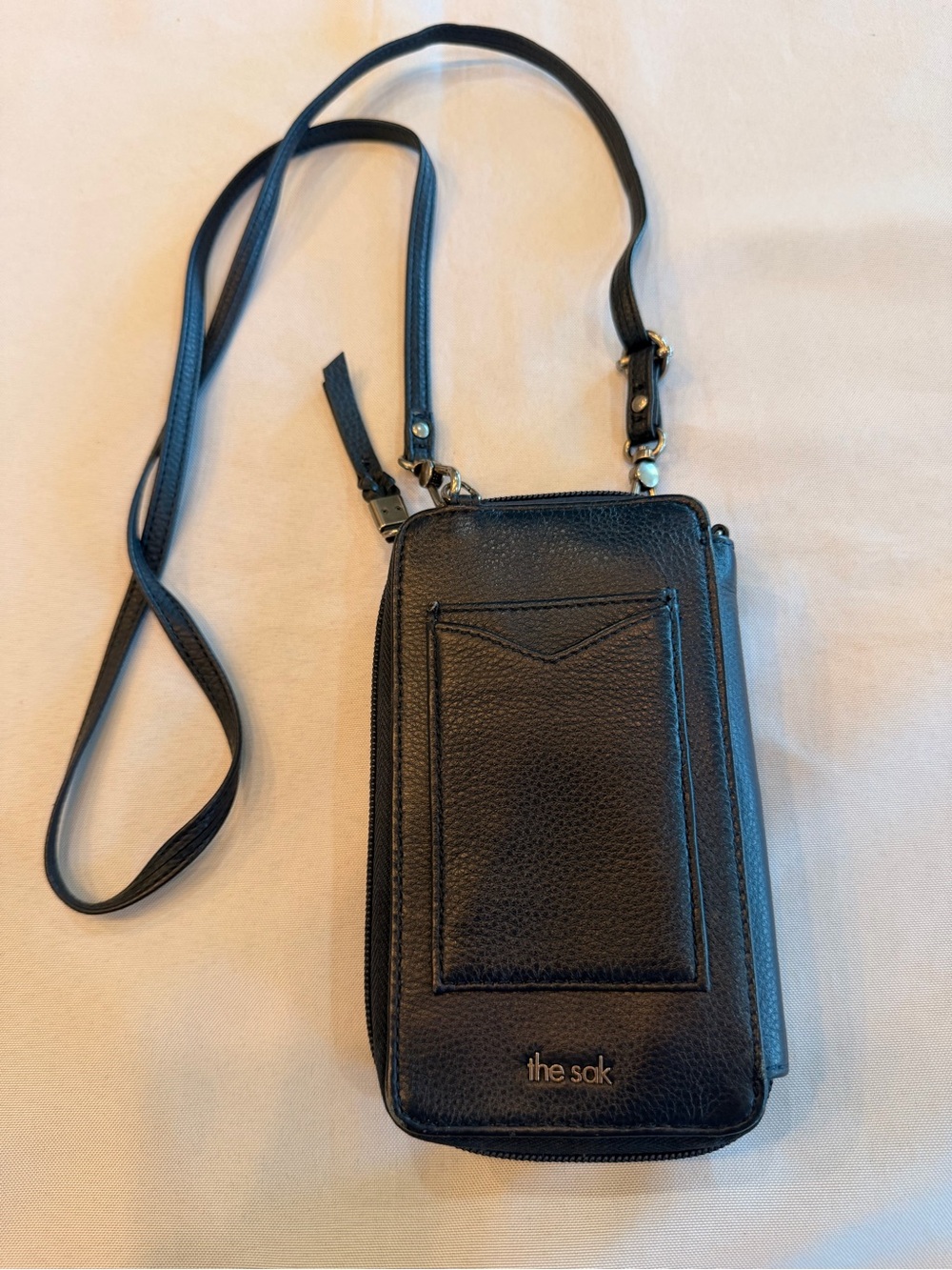 The Sak Silverlake North/South Navy Pebbled Leather Small Crossbody Bag
